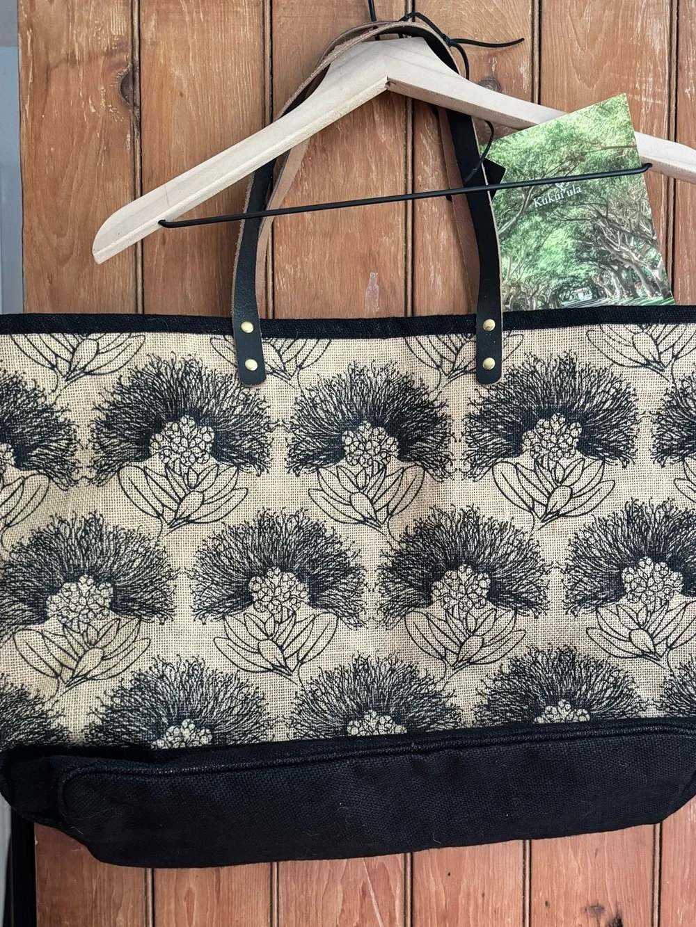 Kukui’ula Kauai Hawaii Luxury Jute Beach Tote Bag Genuine Leather Handles NWT